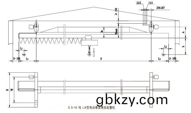 LDA電(dian)動(dong)單樑(liang)起重機(ji)結(jie)構(gou)圖