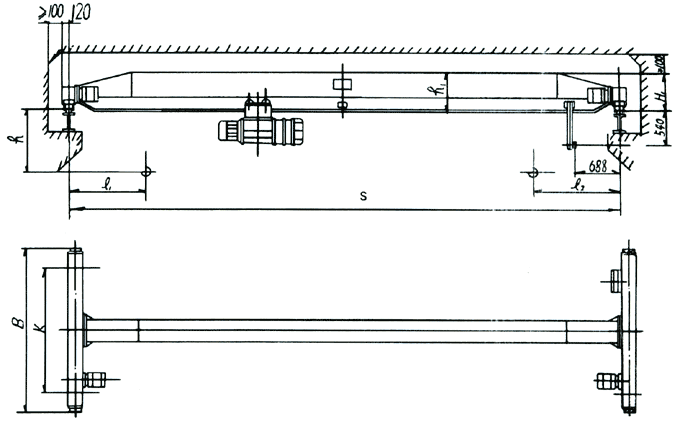 LB型防爆電動(dong)單樑(liang)起重(zhong)機結(jie)構圖
