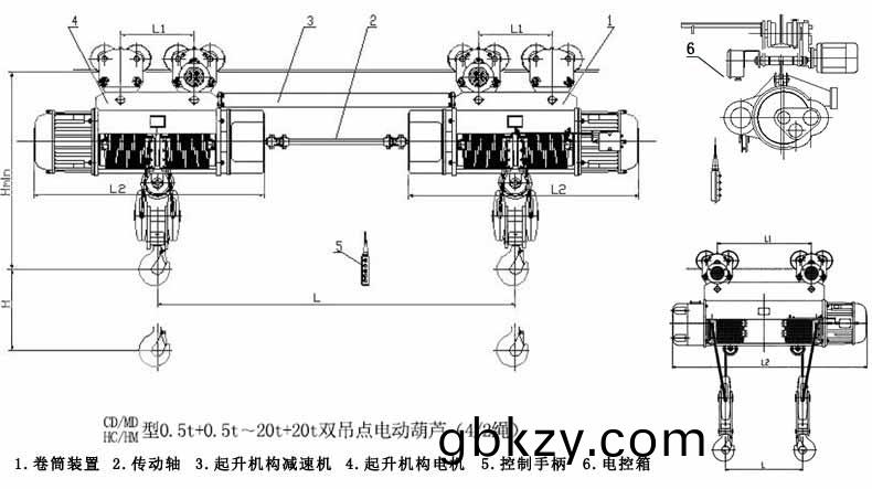 雙(shuang)鉤(gou)電動葫蘆(lu)